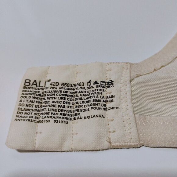 Bali Bra 42D Beauty Lift & Smoothing Underwire DF 6563 Cream Silky Soft Support - Picture 7 of 9